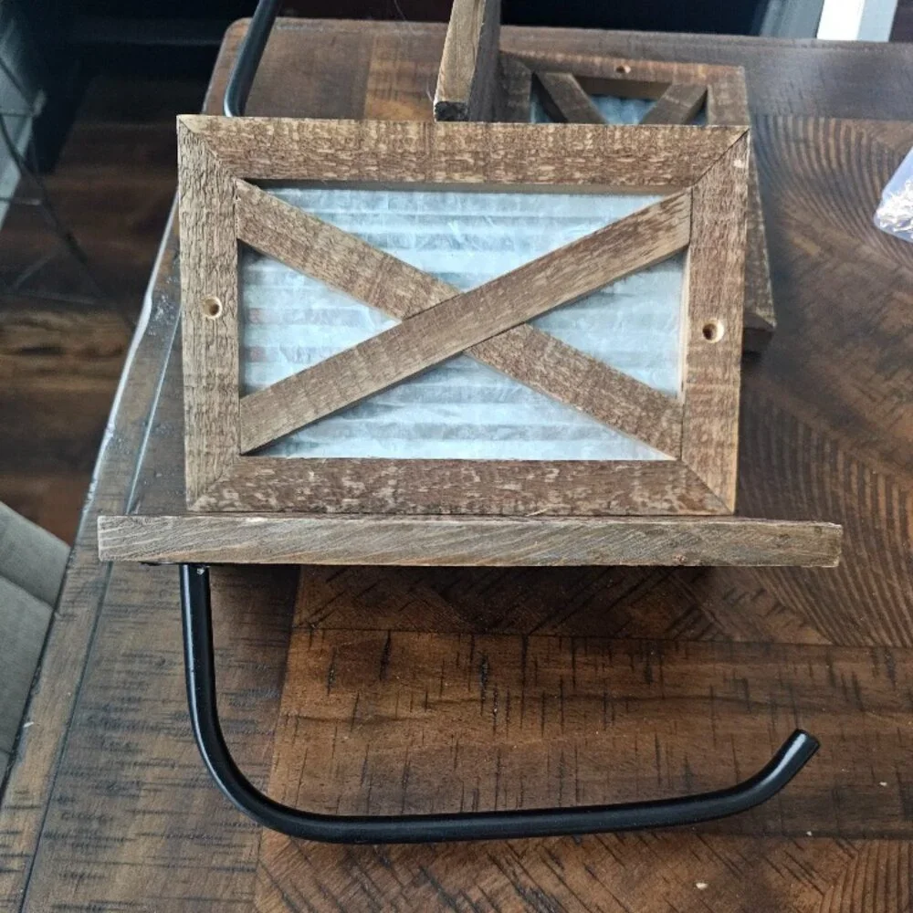 Metal and Wood Rustic Toilet Paper Holder / Hand Towel Hook ~ 2 AVAILABLE